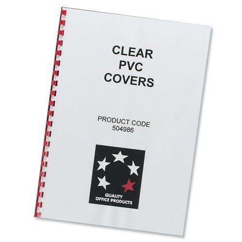 New , 5 Star Comb Binding Covers PVC 200 micron A4 Clear [Pack 100]