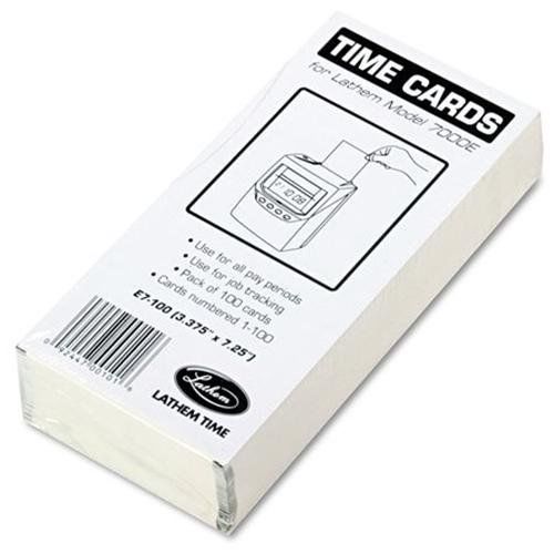 Lathem 7000e Double-sided Time Cards - 100 Sheet[s] - White - 100 / Pack (e7100)