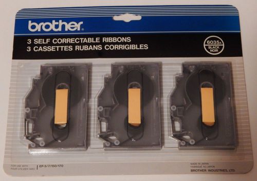 Brother 3 self correctable ribbons 6035a black for use with ep-5/7/150/170 3pack for sale