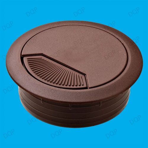 6x 60mm Brown PC Computer Desk Table Grommet Cable Outlet Tidy Wire Hole Cover