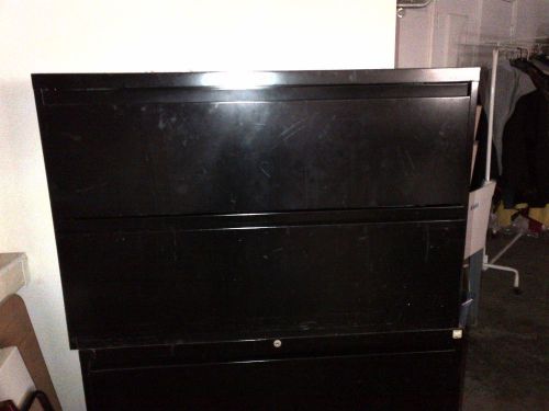 Filing cabinets - lateral  2 drawers. Color is Black approx: 42&#034; x 18&#034; x 28&#034;