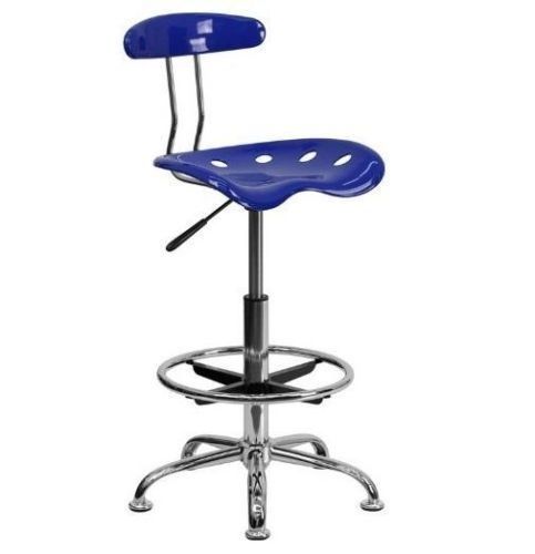 Adjustable sleek modern chrome drafting stool pub bar molded tractor seat chair for sale