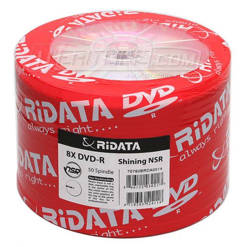 50 Ridata 8x DVD-R Silver Shiny Thermal Printable Recordable DVD Media Free Ship