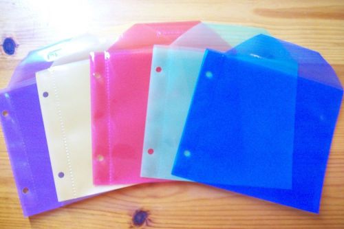 5 PLASTIC CD/DVD SLEEVES PERFORATED IN 5 COLOURS NEW NEW NEW NEW NEW