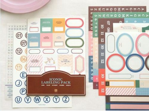 Office stationery supply iconic number alphabet ruler label sticker pack 11sheet for sale