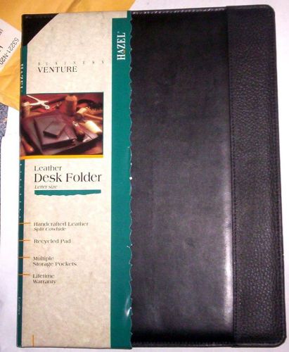 Hazel venture black leather desk folder, letter size,made in u.s.a.-nip-nr for sale