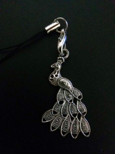 Silver Peacock Charm for your Filofax/DayTimer/DayRunner Organiser