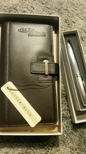 Cutter &amp; Buck genuine brown leather VasoGenix small portfolio case new