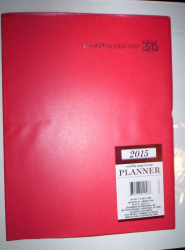 2015 Monthly Planner - RED COLOR~VINYL~~8&#034; X 10&#034;--NEW
