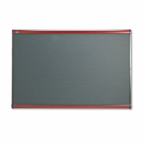 Quartet Bulletin Board, Mesh Fabric, 36 x 24, Gray/Mahogany Frame (QRTB443M)