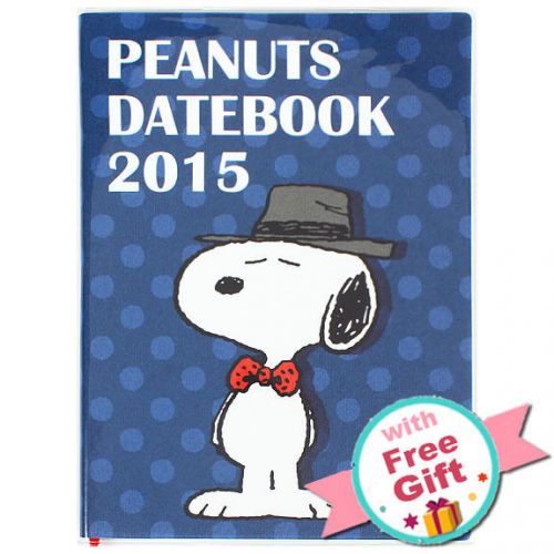 2015 Peanuts Snoopy Schedule Book Monthly Planner Pocket A6 Blue Sanrio + Gift