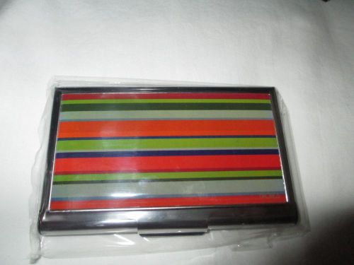 TROIKA - Business Card Holder/Carrier - Silver with STRIPES - SUPER COOL!!!
