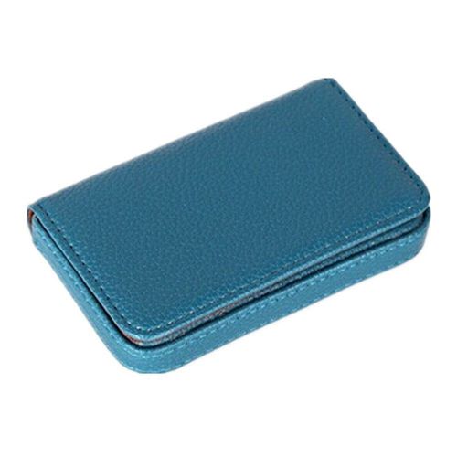 PU Leather Pocket Business Name Credit ID Card Case Box Holder HOT Blue