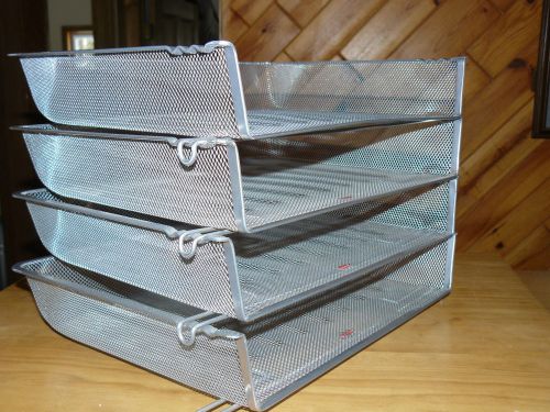 FOUR Mesh Letter Tray Stackable Side Loading Silver - Rubbermaid Brand
