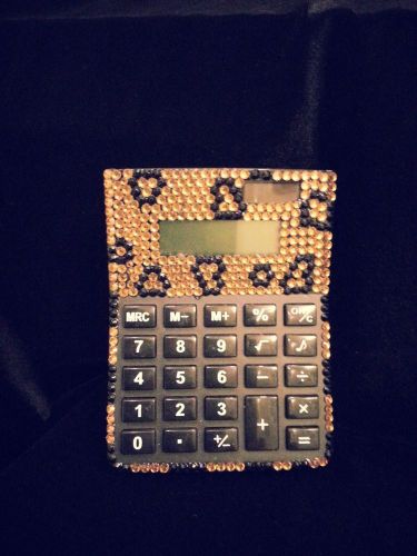 Leopard Rhinestone Crystal Bling Embellished Office Solar powered Calculator