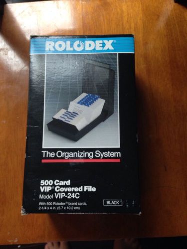 Rolodex Card File Retro Model VIP 24C A-Z Black Plastic with Dust Cover Box *NEW