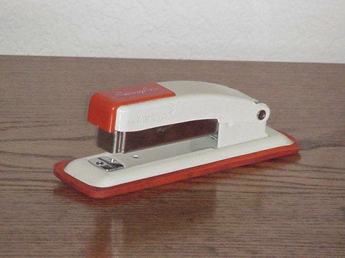 Vintage swingline orange &amp; tan super-cub stapler for sale