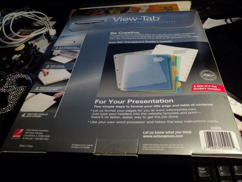 Wilson Jones View Tab Transparent Dividers 8 Tab 6 Pack Multi Color 55020