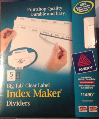 Avery 11490, Big Tab Index Maker Clear Label Divider, 8.5x11