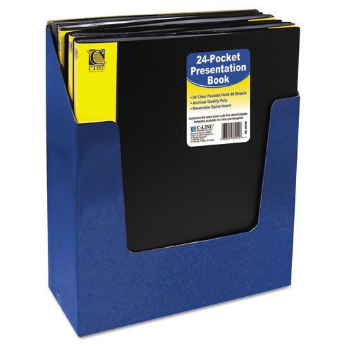Bound Sheet Protector Presentation Book, 24 Sleeves, 11 x 8-1/2, Black