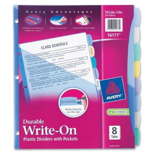 Back-to-School  Durable Write-On Plastic Dividers with Pockets 8-Tabs 1 Set Home