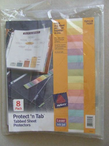 NEW Avery TSP118 Protect &#039;n Tab Top Loading Poly Sheet Protector - 8 Set - Clear