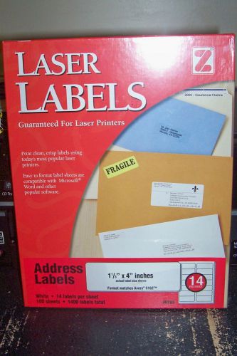 Z 30203 Laser Labels 1 1/3&#034; x 4&#034; (Format 5162) 1400 pcs - NIB