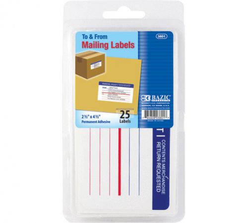 BAZIC Mailing Label (25/Pack), Case of 24
