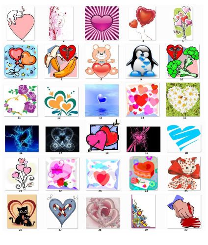 30 Square Stickers Envelope Seals Favor Tags Hearts Buy 3 get 1 free (h3)