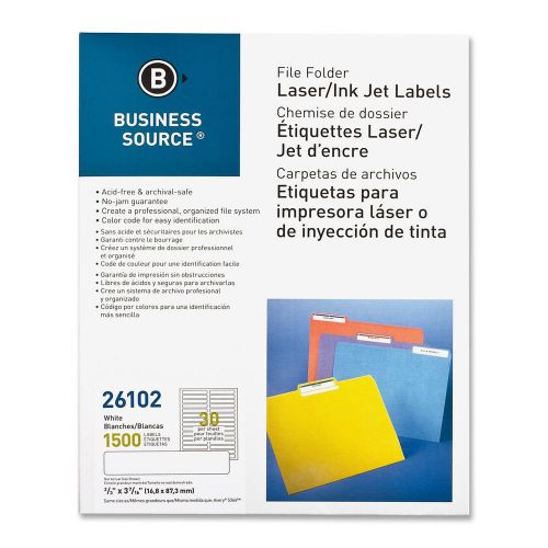 Business Source Bsn-26102 White  File Folder Label - 1500 / Pack Laser, Inkjet