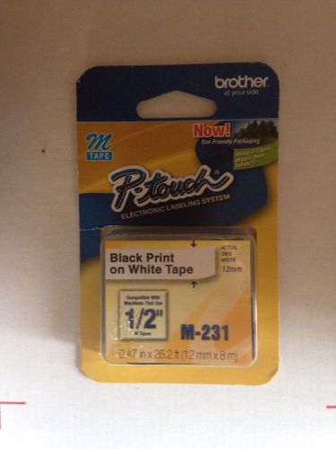 Brother P-Touch M Tape White 12mm 1/2&#034; Brand New Sealed Home&amp;Hobby M-231