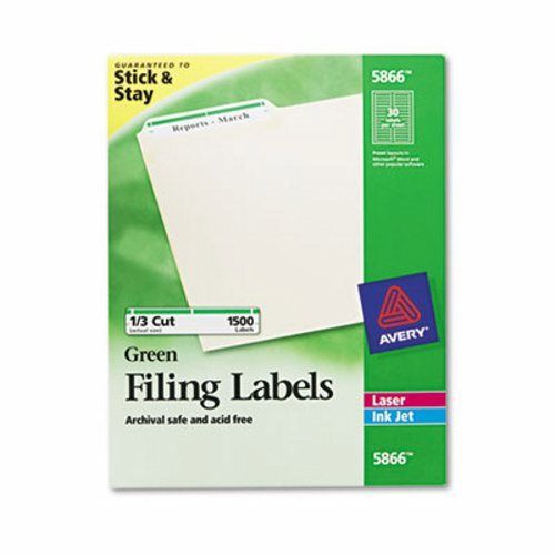 Avery Self-Adhesive Laser File Folder Labels, Green Border, 1500/Box (AVE5866)