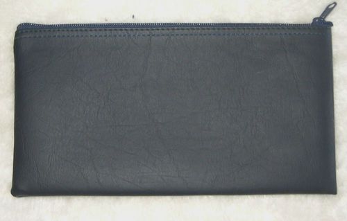 Dark Blue Faux Leather Zippered Money Receipt Bank Bag    New