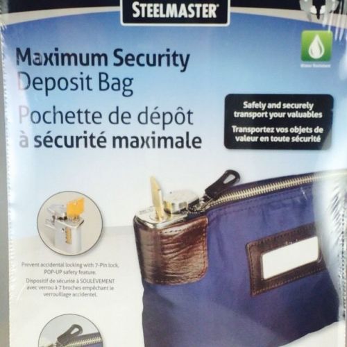 Seven-Pin Security/Night Deposit Bag w/2 Keys, Nylon, 8 1/2 x 11, Navy