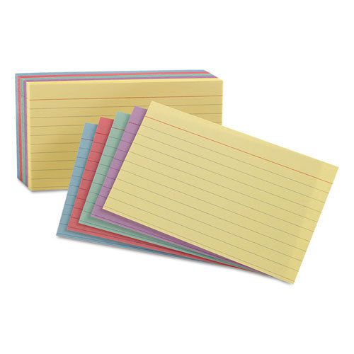 Oxford ruled index cards, 4 x 6, assorted colors, 100/pack, pk - ess34610 for sale