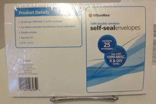 NIP 200ct OfficeMax 1099 Double Window Self Seal Envelopes 8 3/4x5 5/8 Tax Stmts