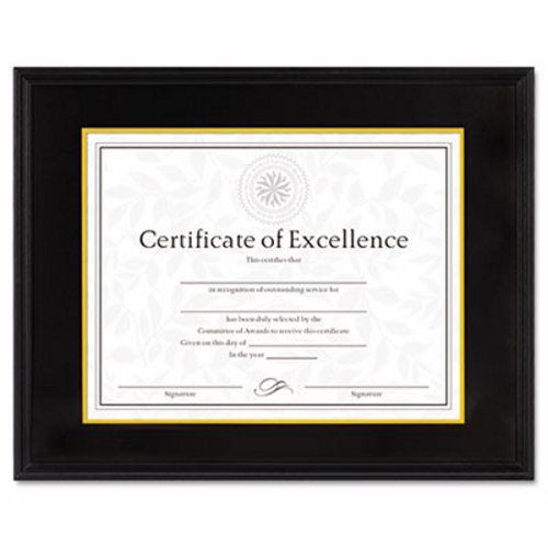 Dax Hardwood Document/Certificate Frame w/Mat, 11 x 14, Black (DAX1511TB)