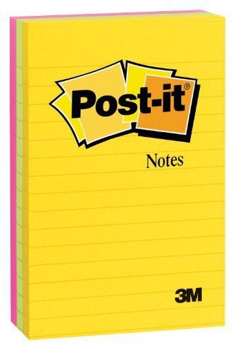 Post-it Lined Notes In Ultra Colors - Self-adhesive, Repositionable - (6603au)