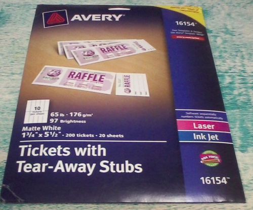 Avery #16154 Tickets with Tear-Away Stubs.  For laser or ink jet printer