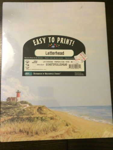 EASY TO PRINT Lighthouse waterfront ocean LETTERHEAD 50 sheets 950182