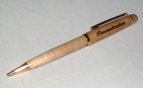4 - Personalized Custom Laser Engraved MAPLE Clip Pens