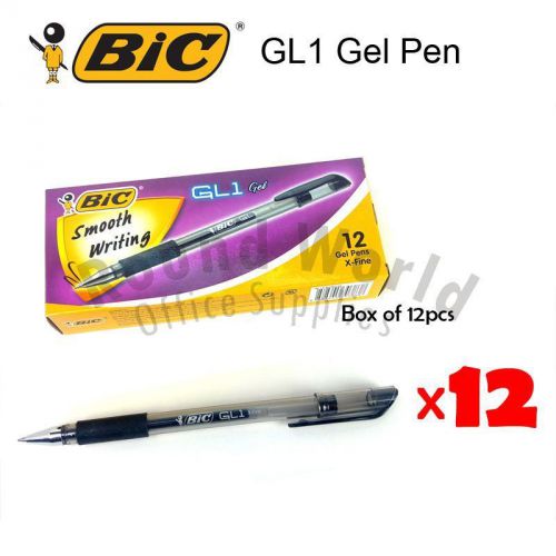 12pcs BIC GL1 Gel Pen marker in Box, Black Color Ballpen