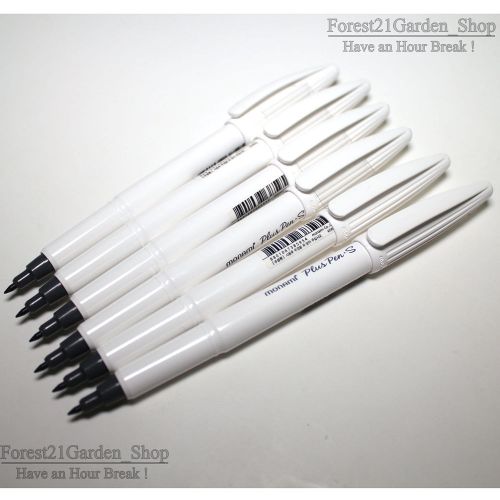 x6 Monami Plus Pen S Monami Water-Based  Felt tip, Fine line pen - Black 6 Pcs