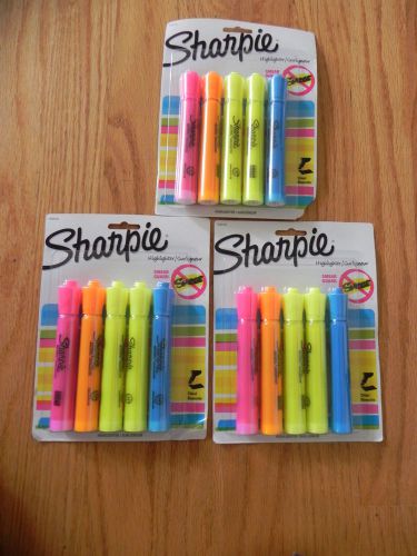 3X sharpie highlighter-5 pack each -Smear guard - Chisel tip-Assorted- non-toxic