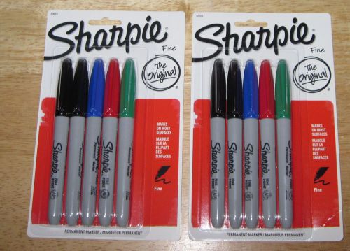 Two Pkg. Sharpie Fine Tip Markers, 2 Black, 1 ea. Blue, Red, and Green per Pkg.