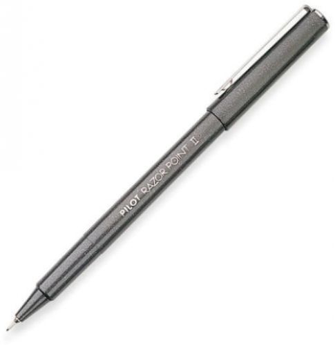 NEW Pilot Razor Point II Marker Stick Pens, Super Fine Point, Black Ink, Dozen