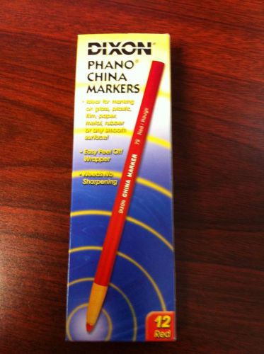 NEW 12 DIXON 79 RED PHANO CHINA MARKERS PEEL OFF GREASE PENCILS
