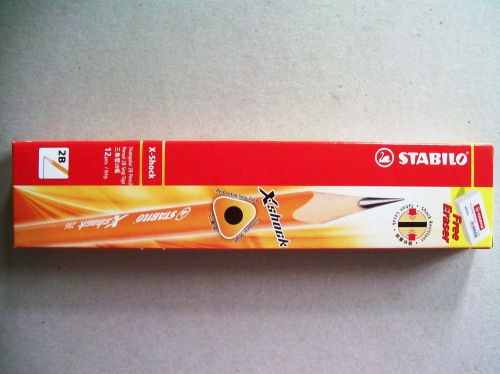 12 Stabilo X-shock 286 Pencils 2B Triangular Free Eraser