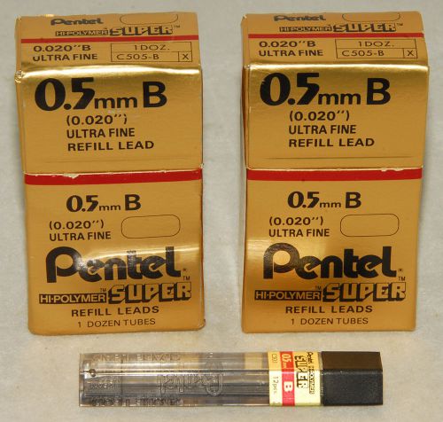 PENTEL - Hi-Polymer SUPER REFILL LEADS - 0.5mm Ultra FINE - 24 Tubes - 288 pcs