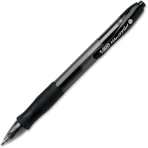 BIC Velocity Gel Retractable Pen - 0.7 mm - Black Ink - Translucent - 12/PK